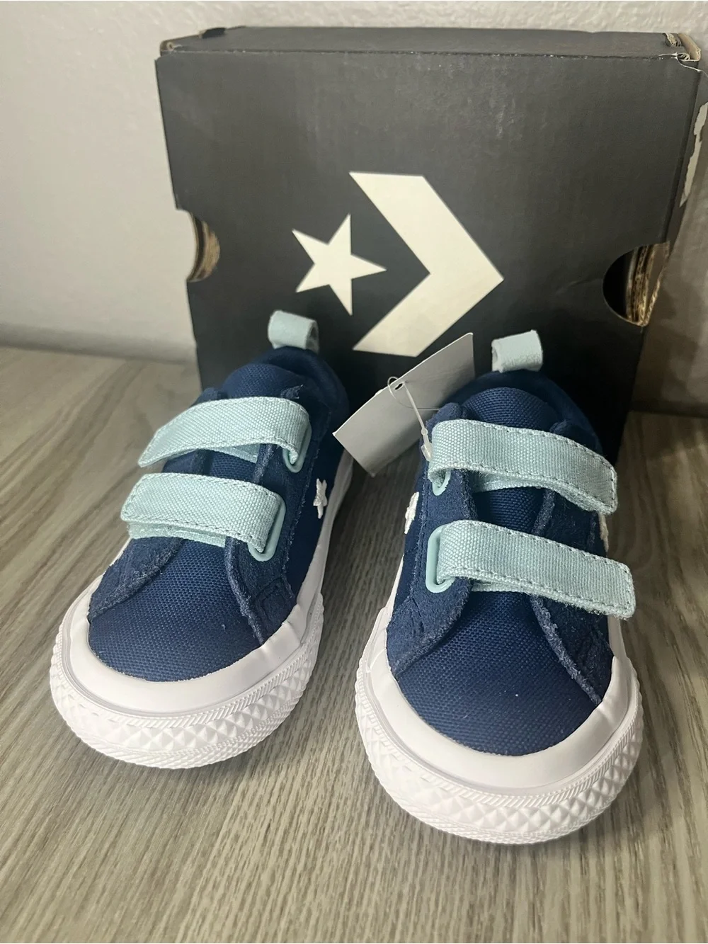 Converse Kids Navy Blue Sneakers with Light Blue Straps